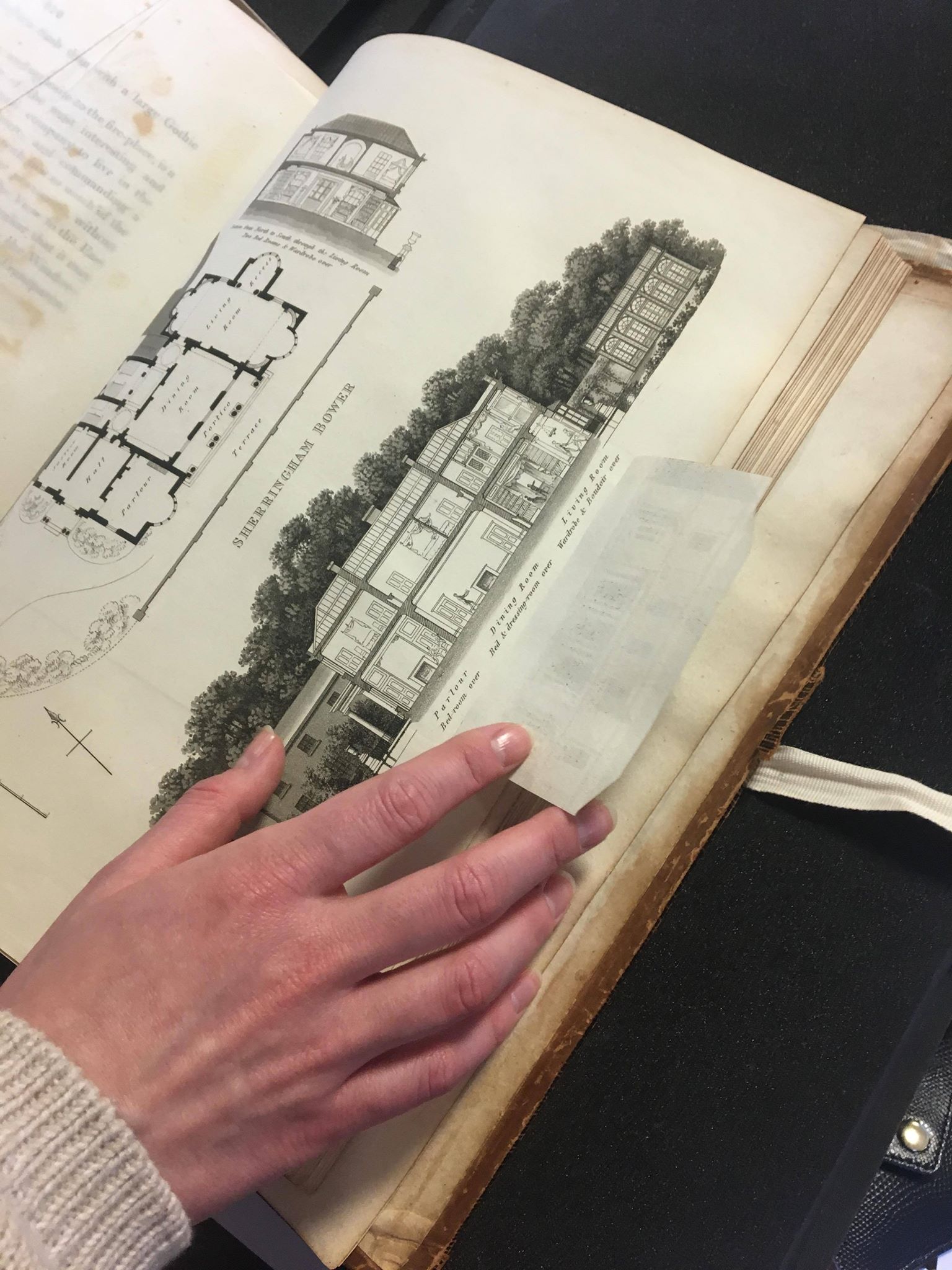 ""Sherringham Bower" on page 212 of Humphry Repton's Fragments on the Theory and Practice of Landscape Gardening, published 1816. "